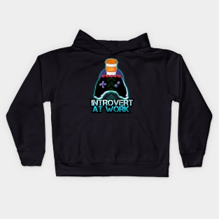 Introvert At Work - Coffee Gamer Quote Kids Hoodie